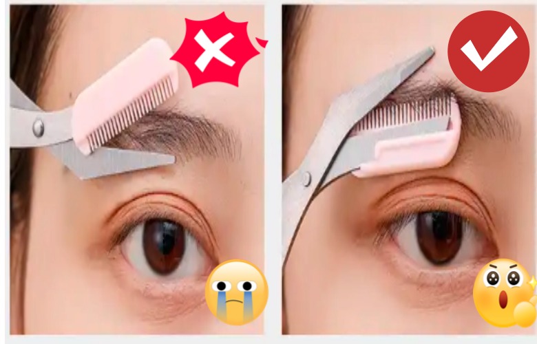 How to use eyebrow scissors with comb